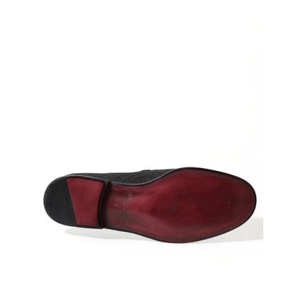 Opulent Dolce Gabbana Black Brocade Loafers &