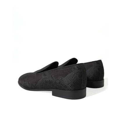 Opulent Dolce Gabbana Black Brocade Loafers &