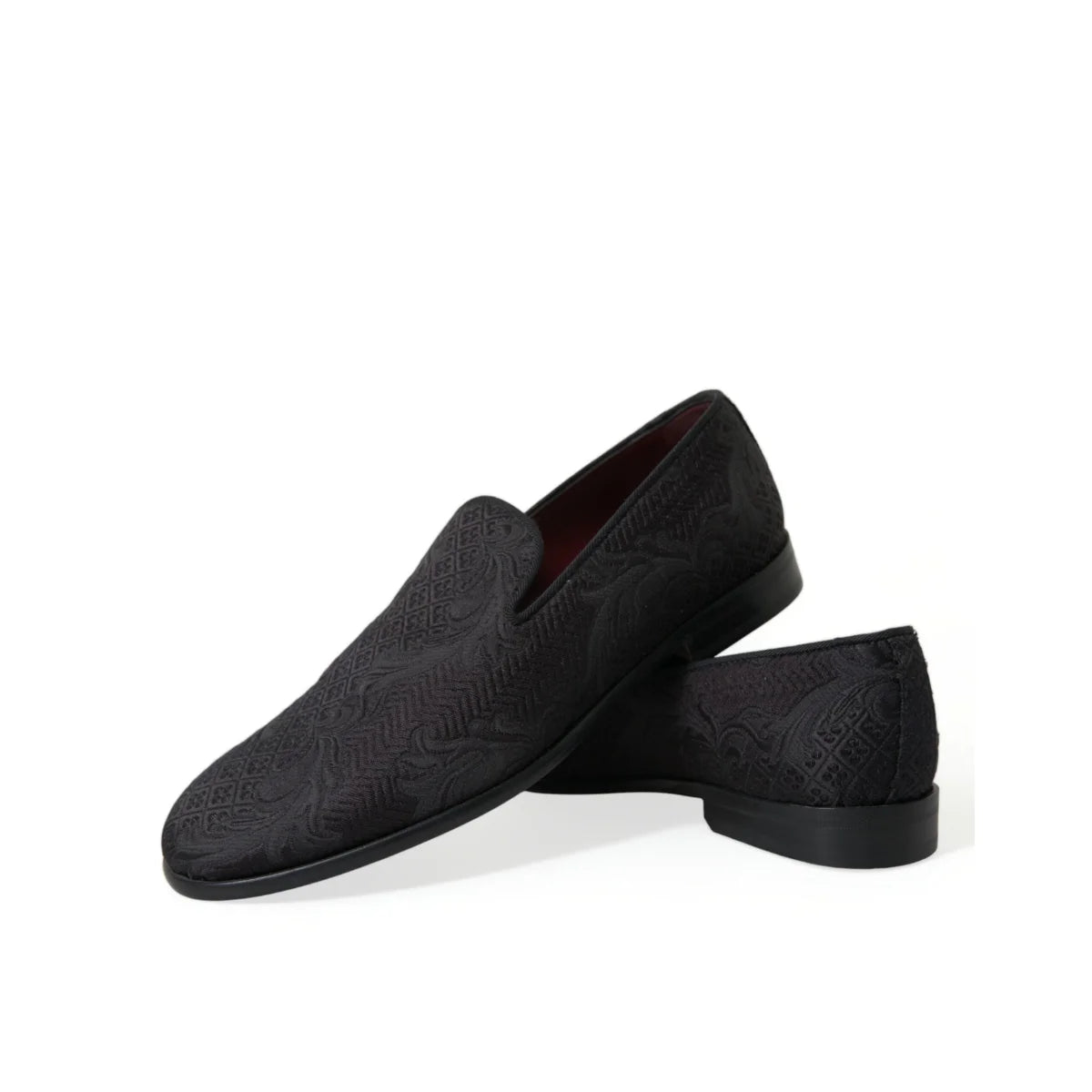 Opulent Dolce Gabbana Black Brocade Loafers &