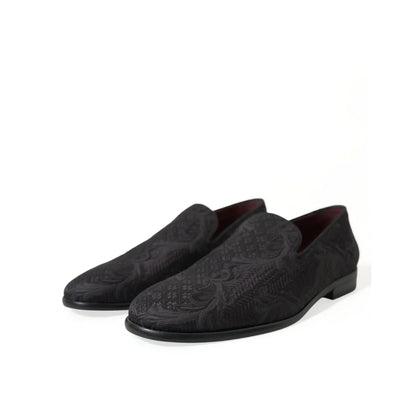 Opulent Dolce Gabbana Black Brocade Loafers &