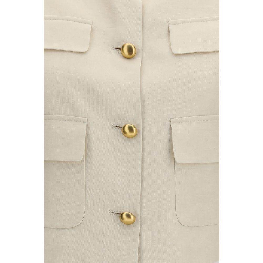P.A.R.O.S.H. Vests - Beige Viscose Sleeveless Jacket