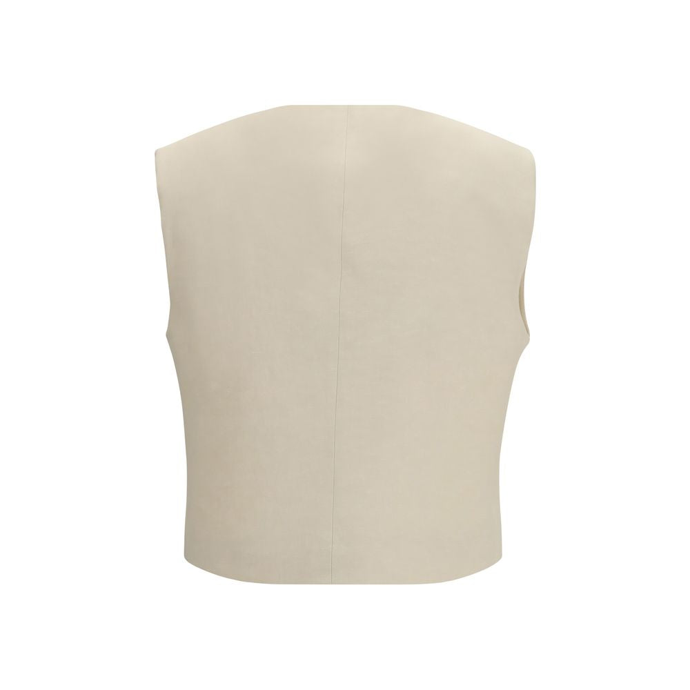 P.A.R.O.S.H. Vests - Beige Viscose Sleeveless Jacket