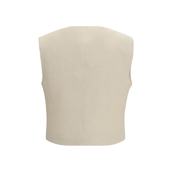 P.A.R.O.S.H. Vests - Beige Viscose Sleeveless Jacket