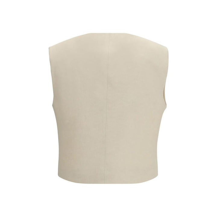 P.A.R.O.S.H. Vests - Beige Viscose Sleeveless Jacket