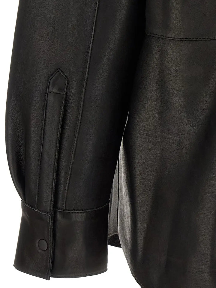 P.a.r.o.s.h. Black Lamb Leather Blouse