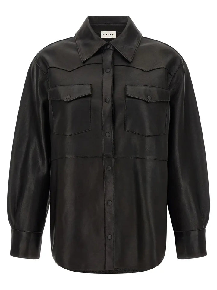 P.a.r.o.s.h. Black Lamb Leather Blouse