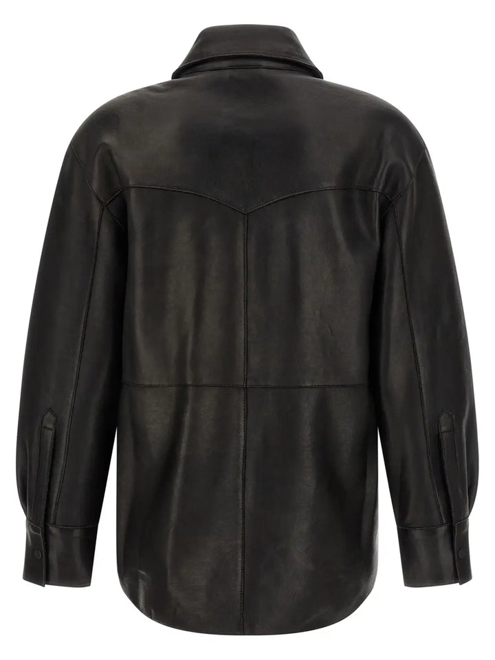 P.a.r.o.s.h. Black Lamb Leather Blouse