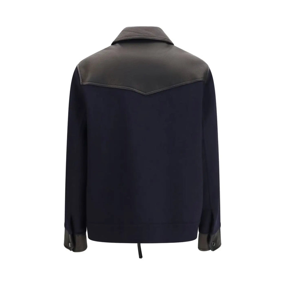 P.a.r.o.s.h. Blue Wool Oves Aries Leather Jacket