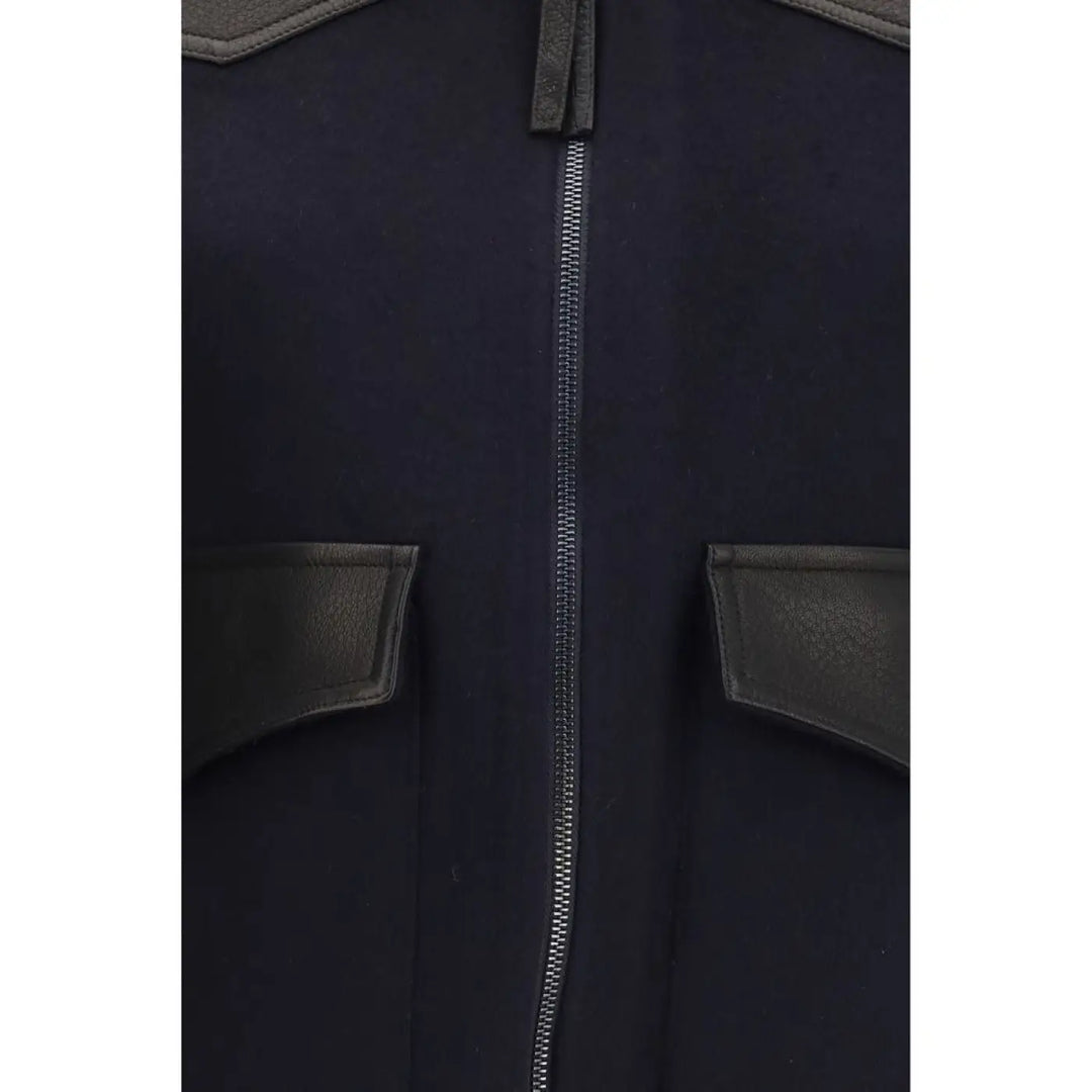 P.a.r.o.s.h. Blue Wool Oves Aries Leather Jacket