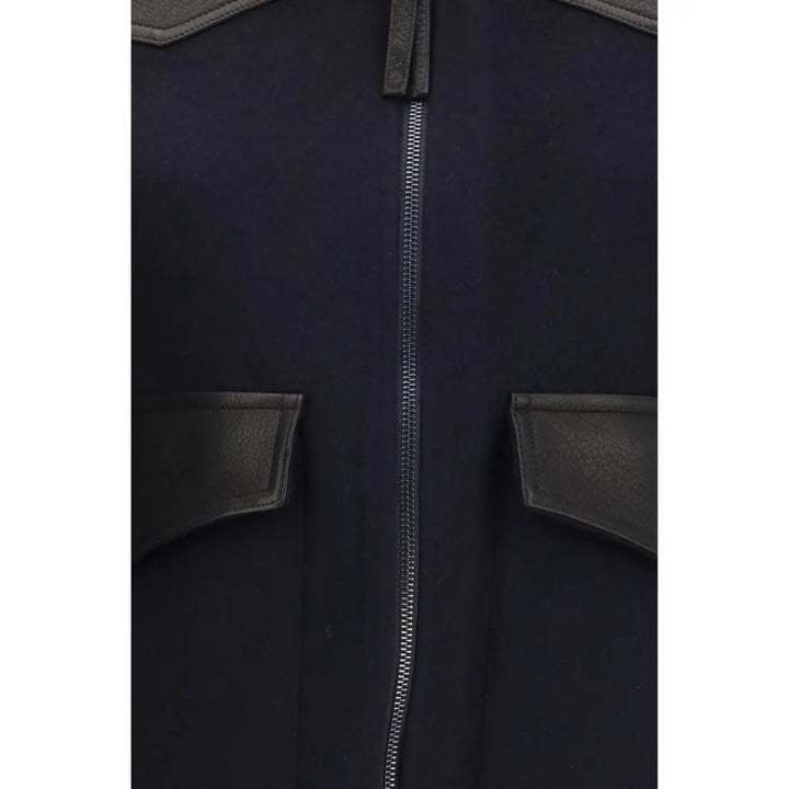 P.a.r.o.s.h. Blue Wool Oves Aries Leather Jacket