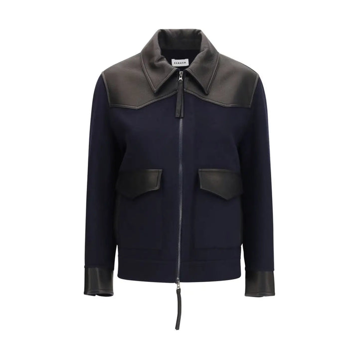 P.a.r.o.s.h. Blue Wool Oves Aries Leather Jacket