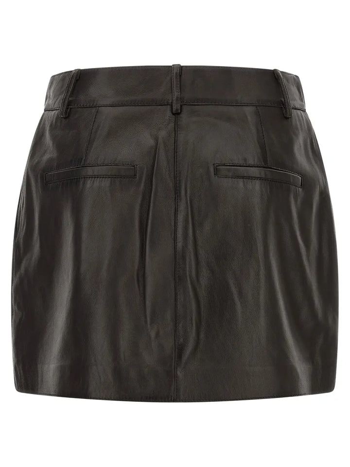 P.a.r.o.s.h. Brown Lamb Leather Long Skirt