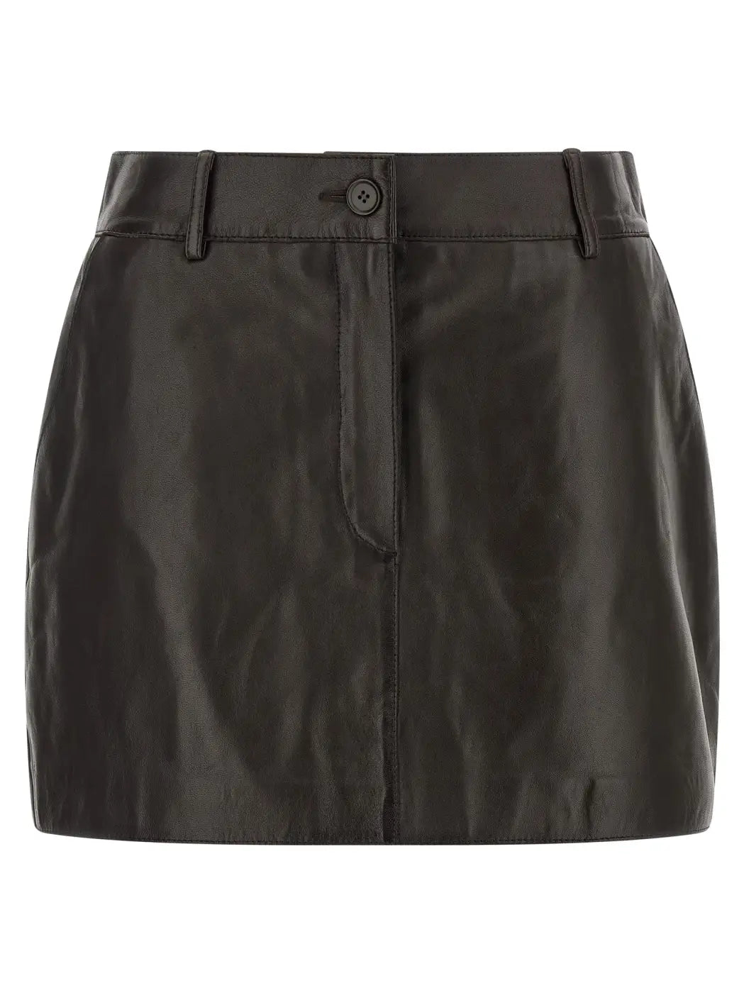 P.a.r.o.s.h. Brown Lamb Leather Long Skirt