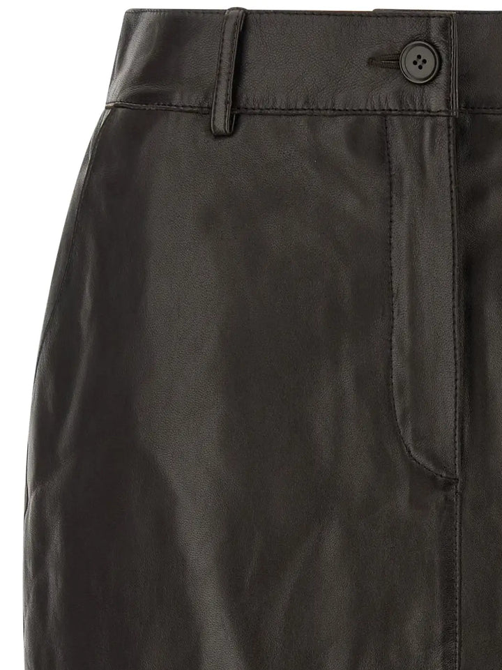 P.a.r.o.s.h. Brown Lamb Leather Long Skirt
