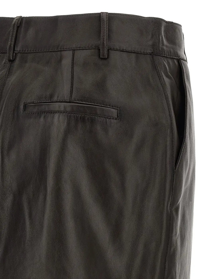 P.a.r.o.s.h. Brown Lamb Leather Long Skirt