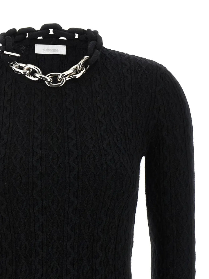 Paco Rabanne Black Wool Cardigan