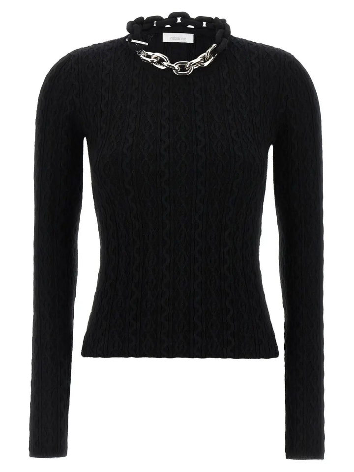 Paco Rabanne Black Wool Cardigan