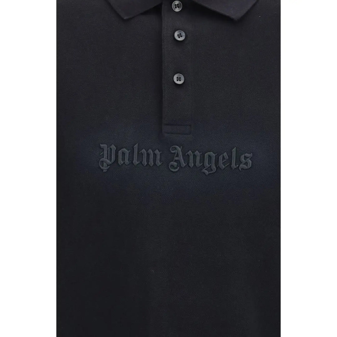Palm Angels Black Cotton Polo Shirt