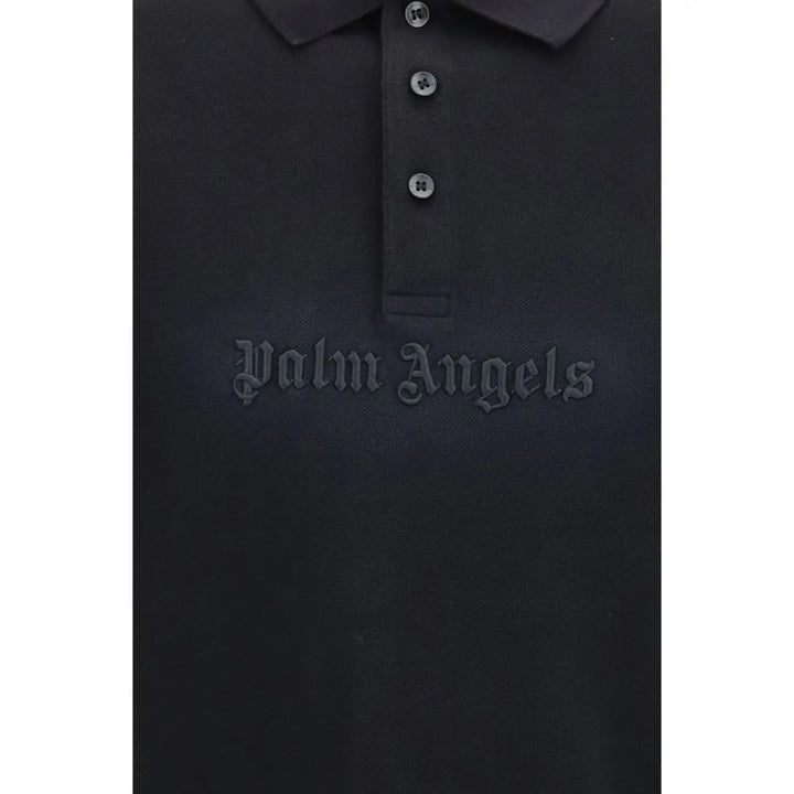 Palm Angels Black Cotton Polo Shirt