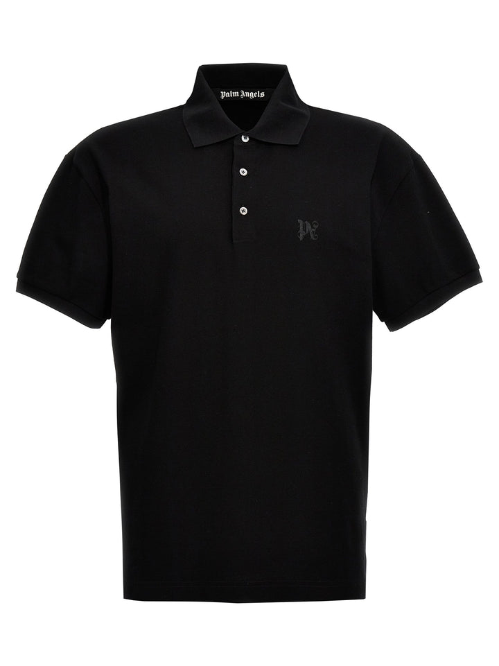 Palm Angels Black Polyester Polo Shirt