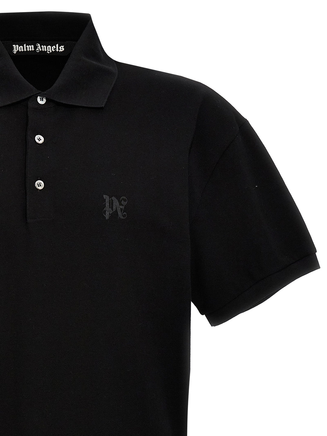 Palm Angels Black Polyester Polo Shirt