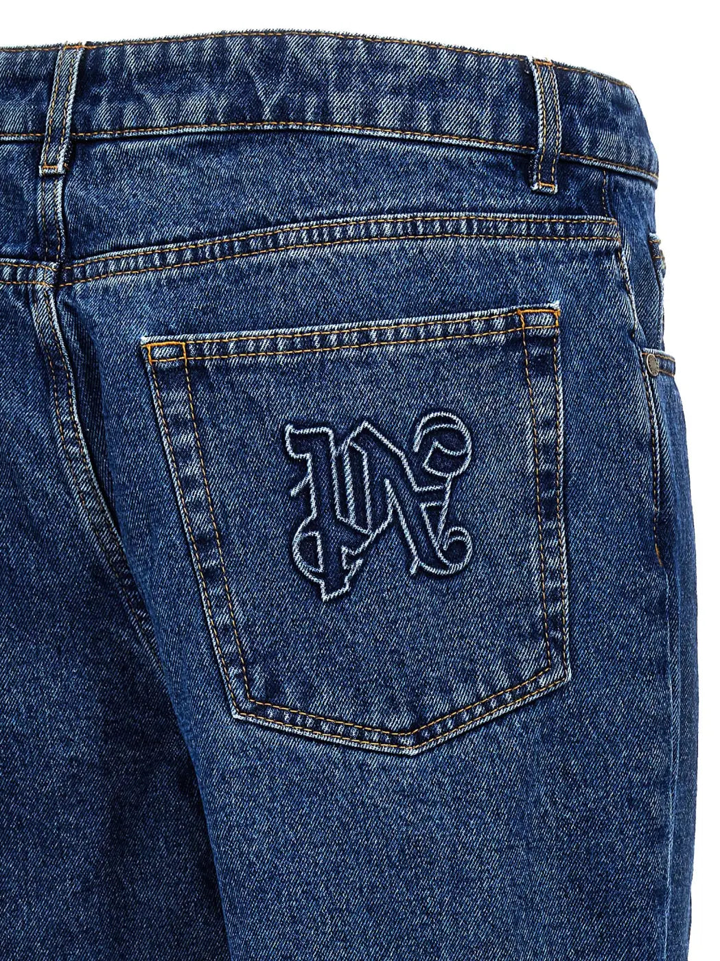 Palm Angels Blue Cotton Straight-leg Jeans