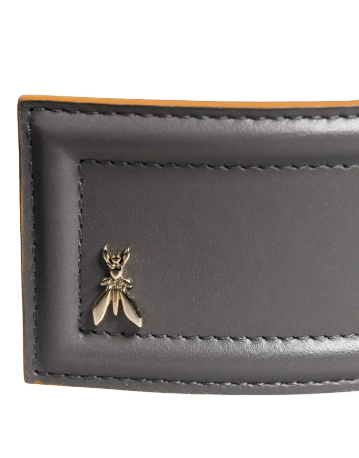 Patrizia Pepe Gray Genuine Leather Square Silver Metal Buckle Belt