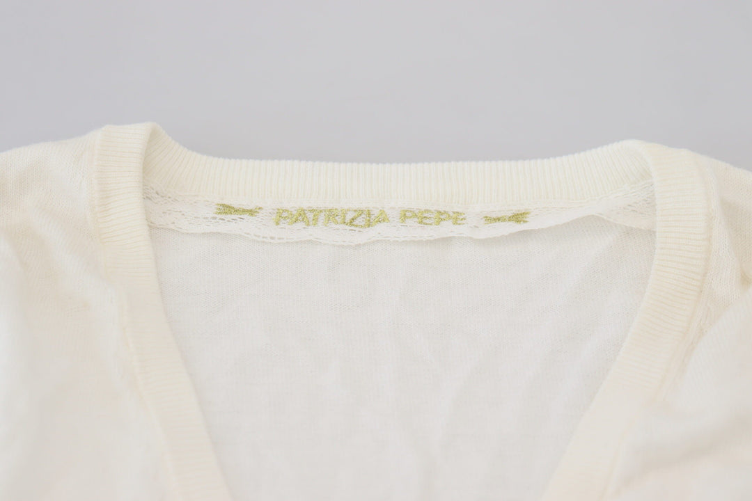 Patrizia Pepe - Ivory V-Neck Long Sleeves Women Blouse Top