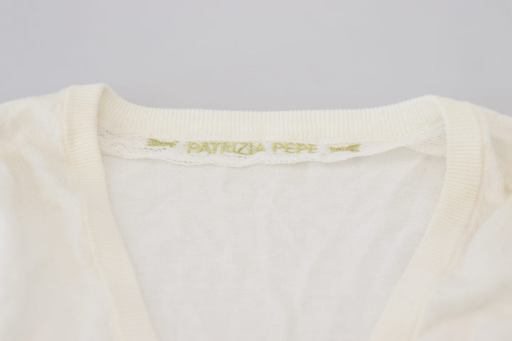 Patrizia Pepe - Ivory V-Neck Long Sleeves Women Blouse Top