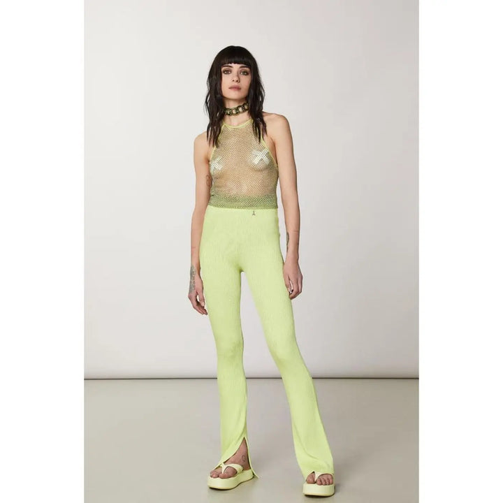 Patrizia Pepe Yellow Viscose Casual Pants