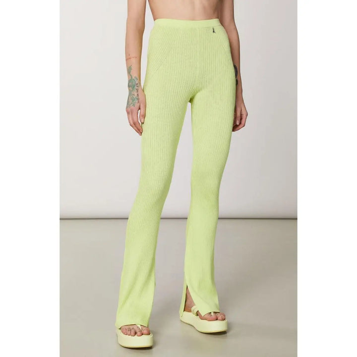 Patrizia Pepe Yellow Viscose Casual Pants