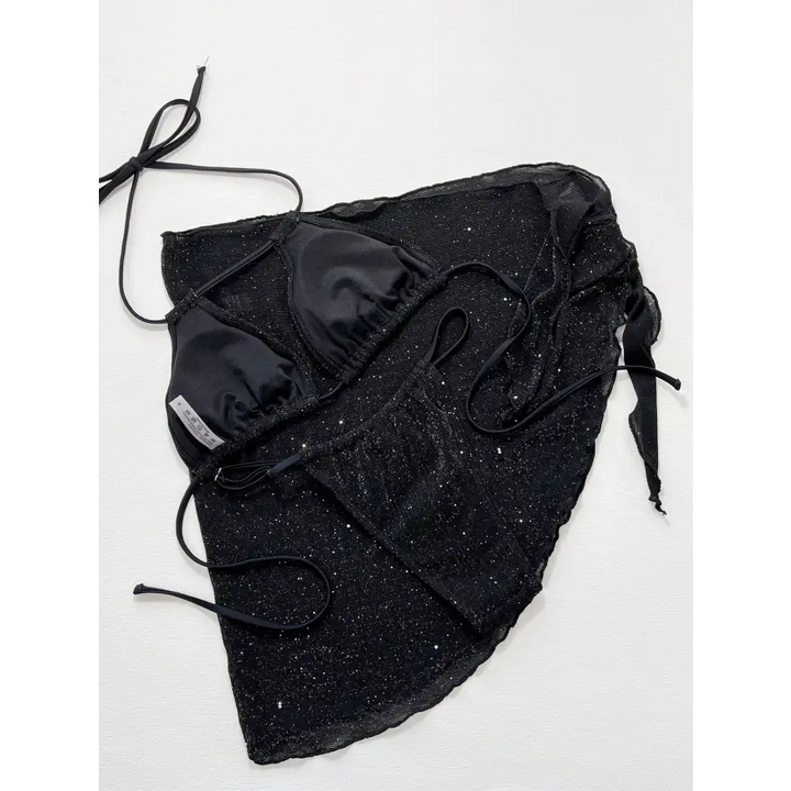 Sexy Pattern Printed Beach Set With Removable Padding Tie Side Skirt Trendsi