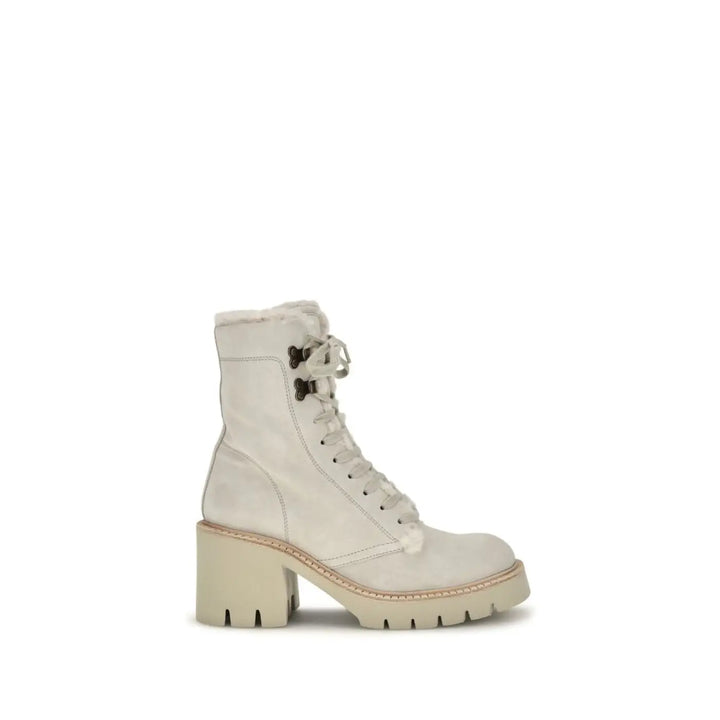 Pedro García Beige Calf Leather Bos Taurus Lace-up Boots