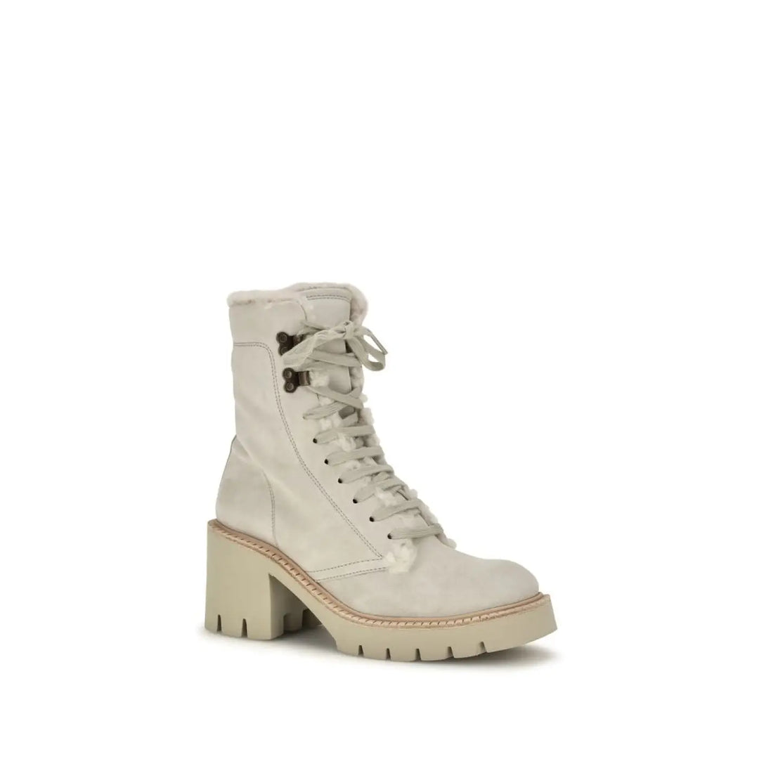 Pedro García Beige Calf Leather Bos Taurus Lace-up Boots