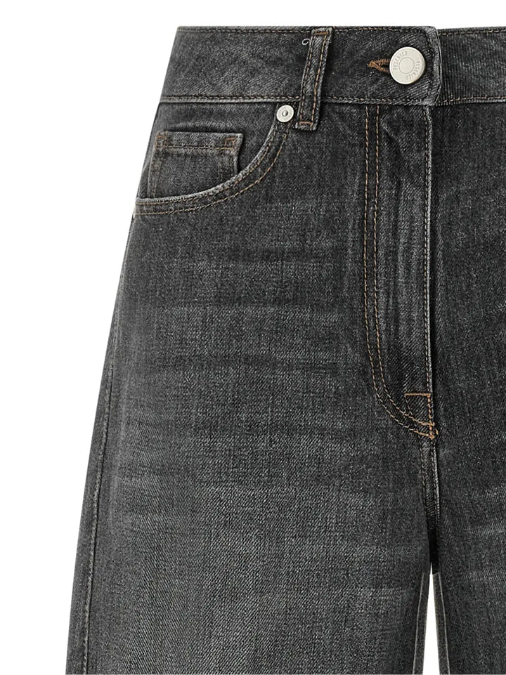 Peserico Gray Cotton High-waisted Jean