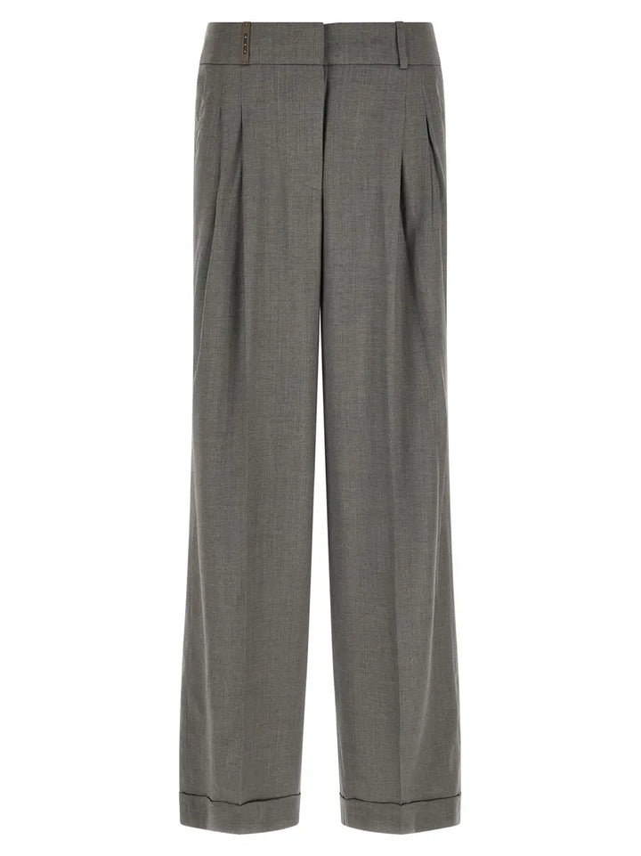 Peserico Gray Virgin Wool Casual Pants