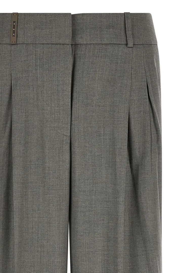 Peserico Gray Virgin Wool Casual Pants