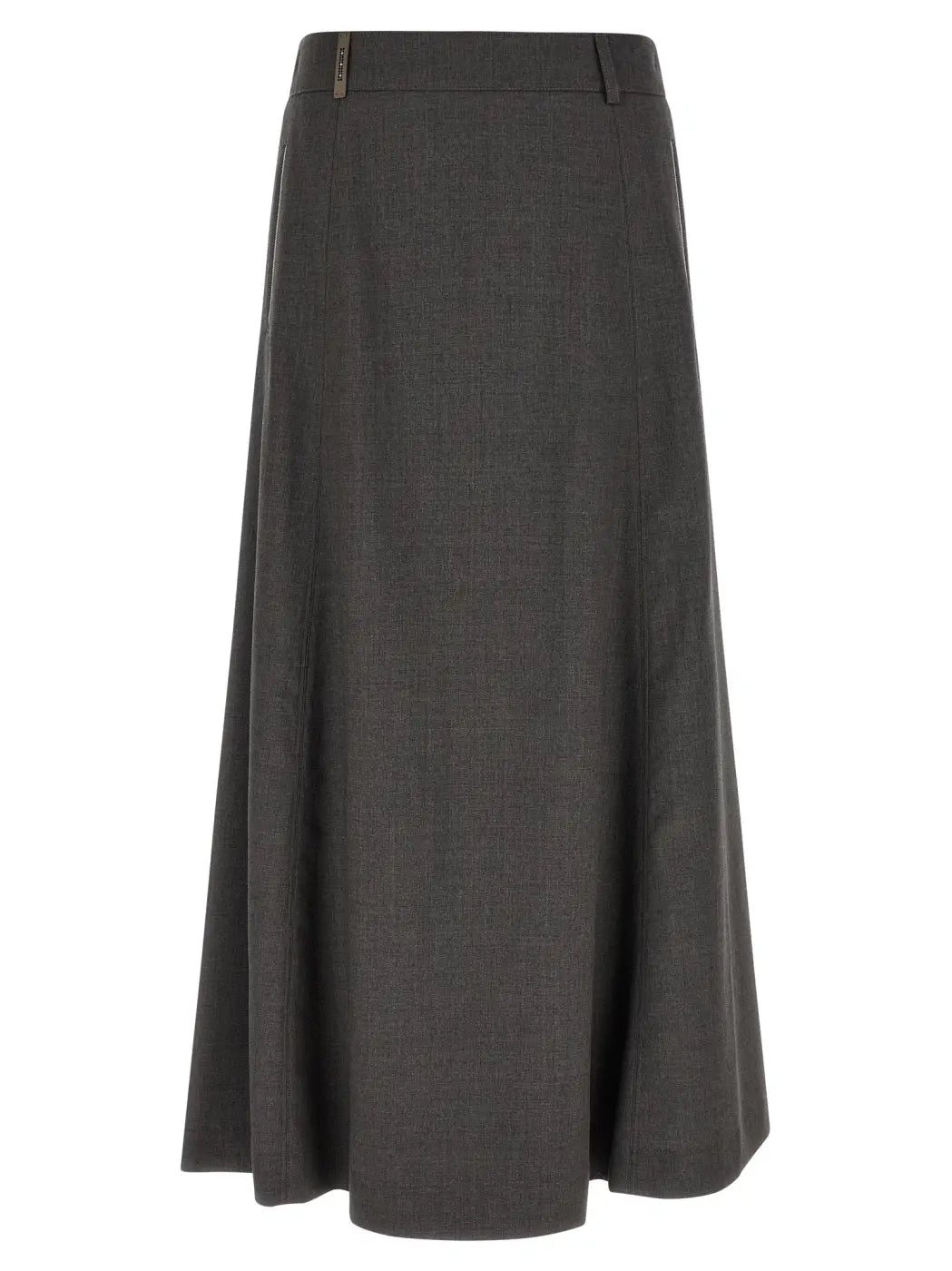 Peserico Gray Virgin Wool Midi Skirt