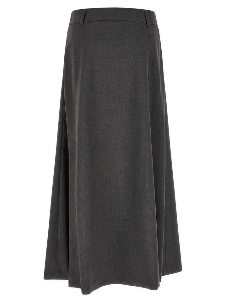 Peserico Gray Virgin Wool Midi Skirt
