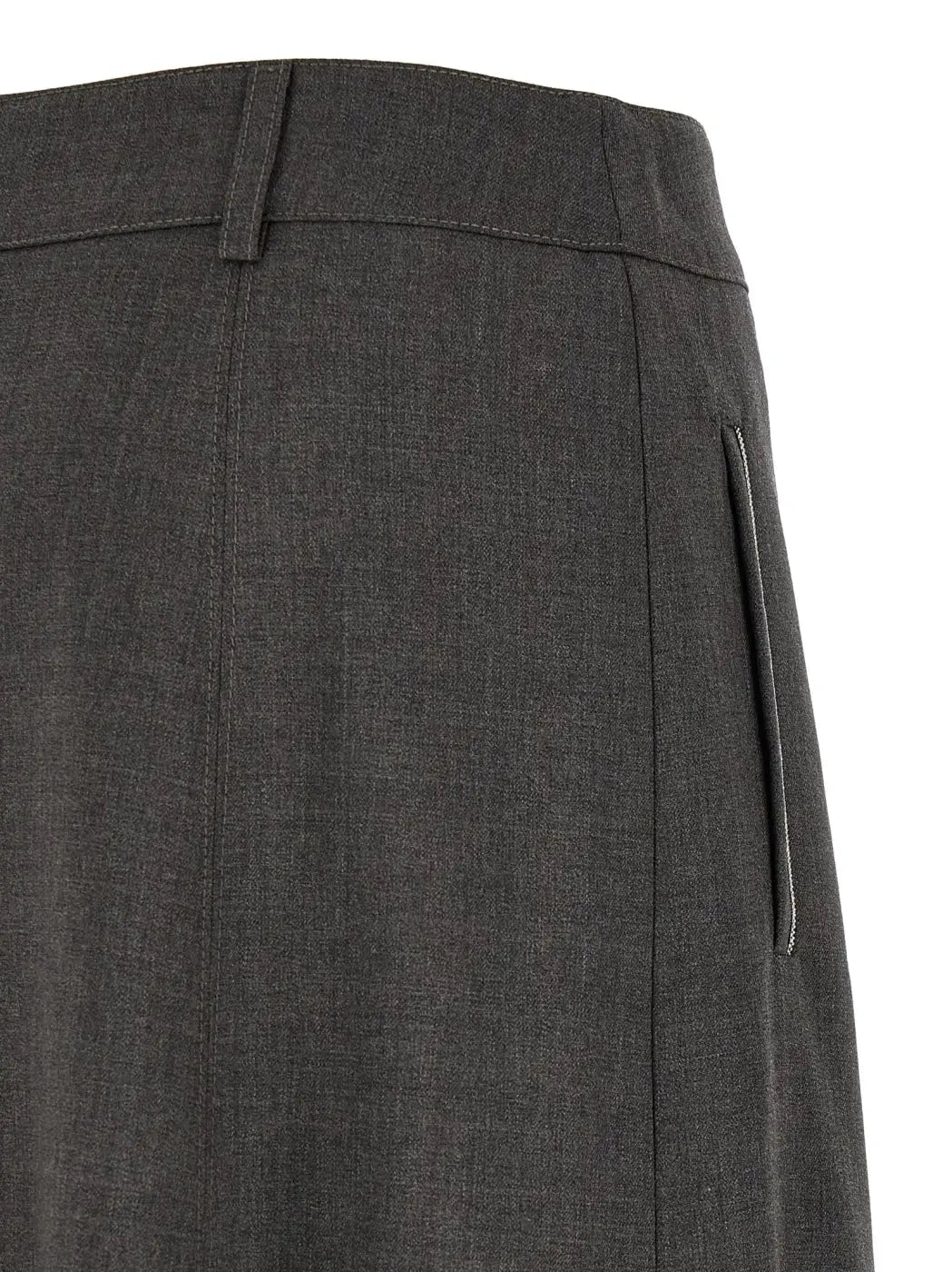 Peserico Gray Virgin Wool Midi Skirt