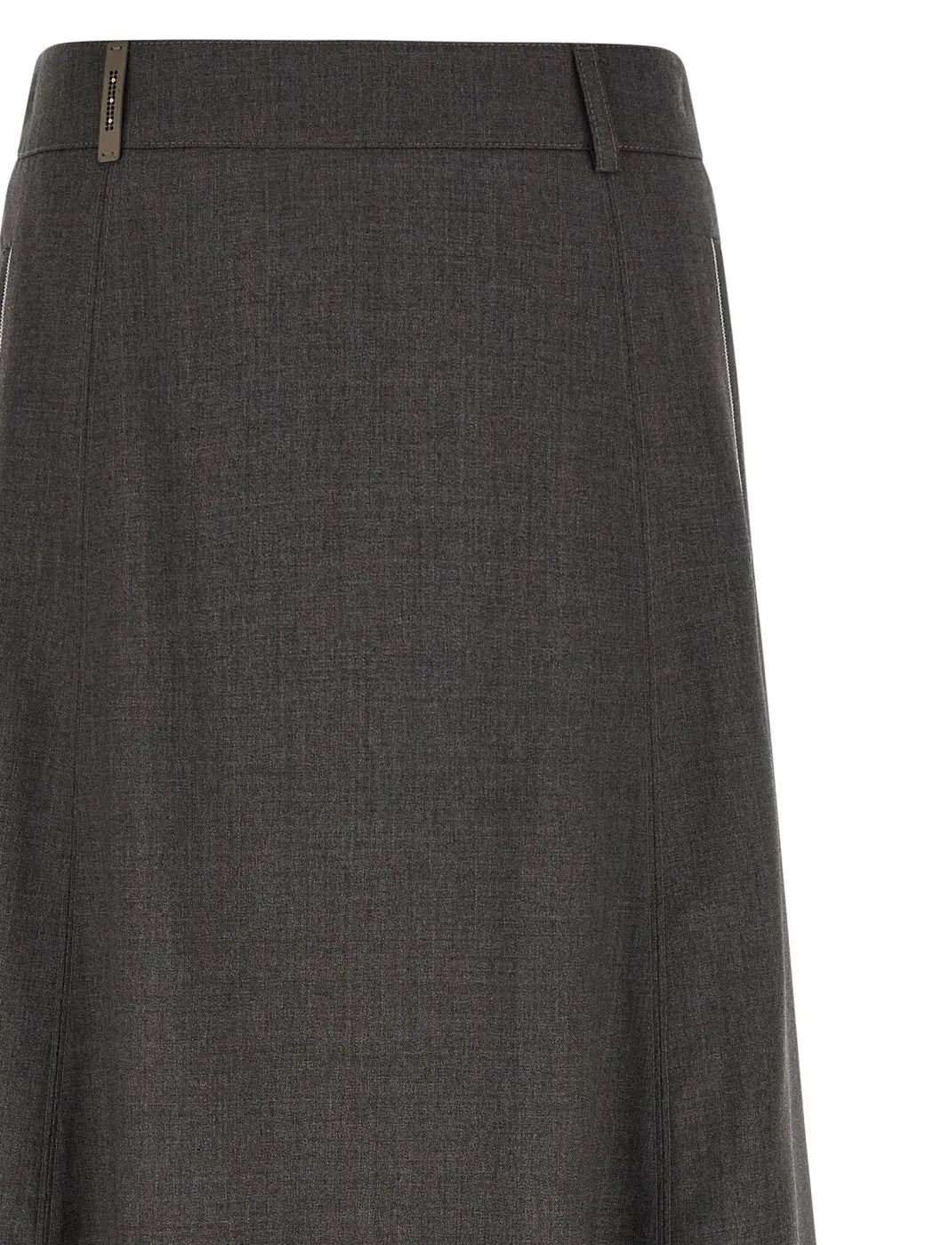 Peserico Gray Virgin Wool Midi Skirt