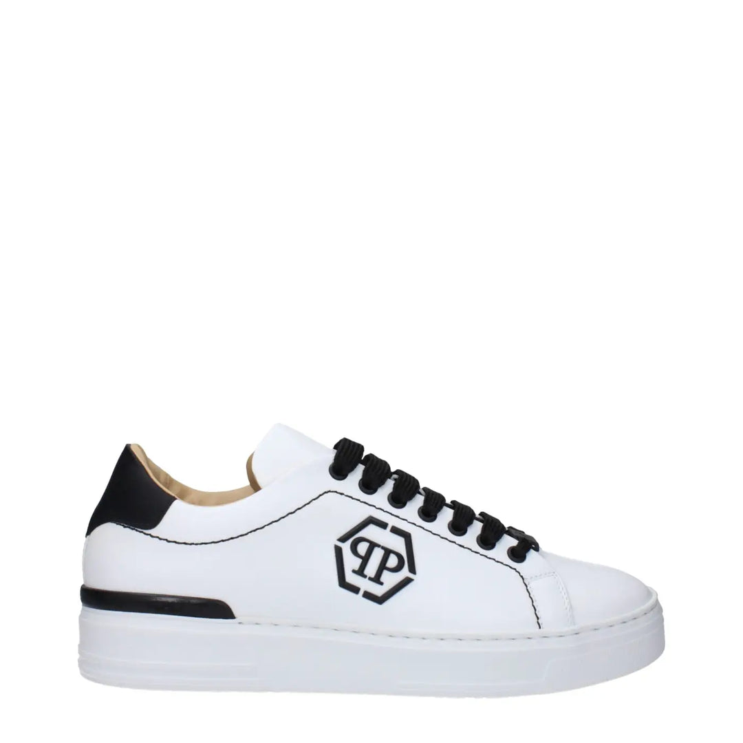 Philipp Plein Blue Leather Low Top Sneakers