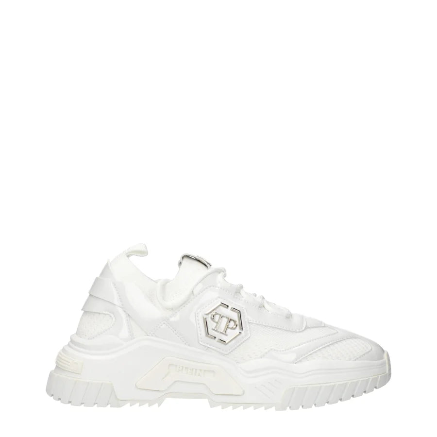 Philipp Plein White Fabric Chunky Sneakers