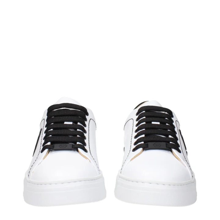 Philipp Plein White Leather Low Top Sneakers