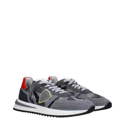 Philippe Model Gray Sneakers with Signature Logo and Stylish Side Detail