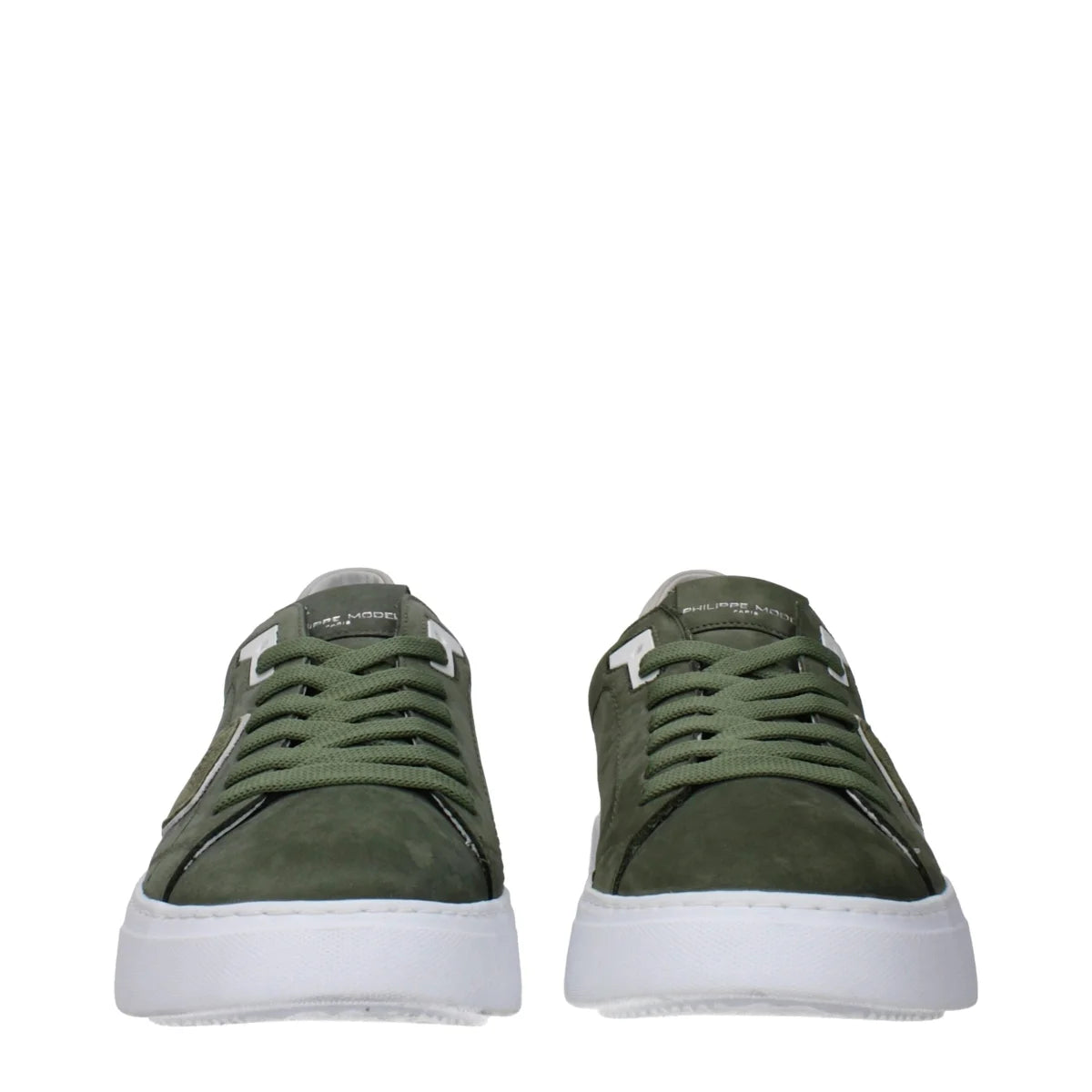 Philippe Model Green Leather Low Top Sneakers