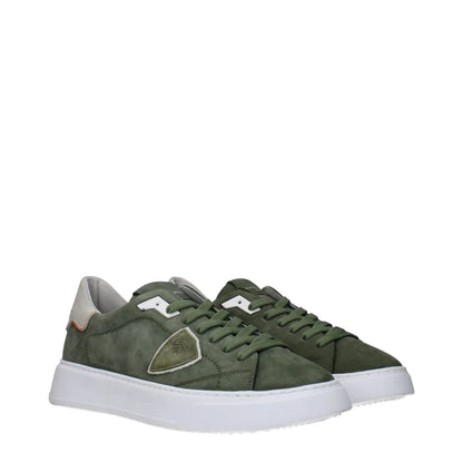 Philippe Model Green Leather Low Top Sneakers