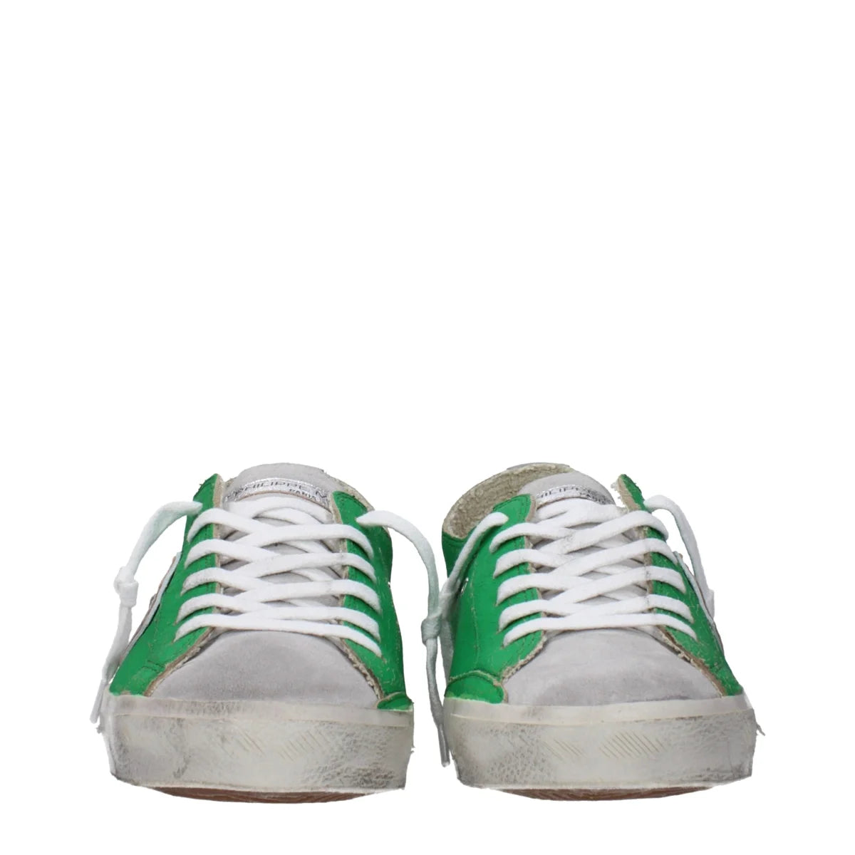 Philippe Model Green Leather Sneakers with Vintage Distressed Effect