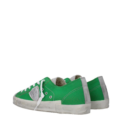 Philippe Model Green Leather Sneakers with Vintage Distressed Effect