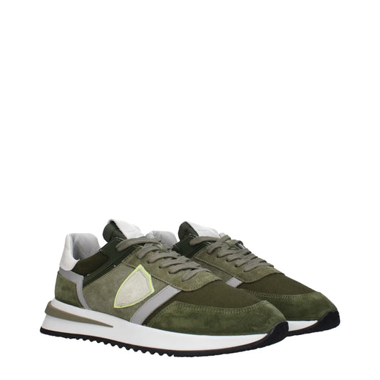 Philippe Model Green Sneakers Code F83289 Suede with Signature Details